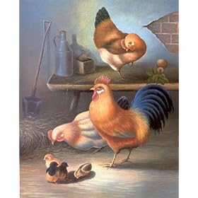 Chickens Hen coop chicks Art Print Framed Poster farm RARE - 16