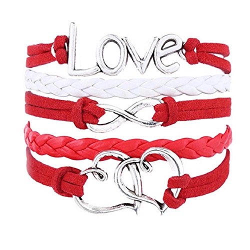 Susenstone®Handmade Multilayer Infinity Love Charm Leather Weave Jewelry Bracelet