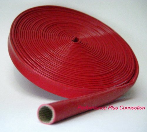 Red Heat Protector Silicone Plug Wire Sleeve Cover 25ft Roll