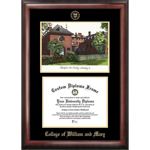 College Of William And Mary Gold Embossed Diploma Frame With Limited Edition Lithograph