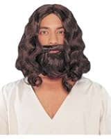 Simplicity Jesus Brown Full Wavy Wig With Beard Set and Free Wig Cap