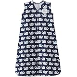 Halo SleepSack 100% Cotton Wearable Blanket, Navy Blue Whales, Small