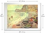 Étretat, the beach and La Porte d'Amont - Monet 20" Fine Art Print on Canvas