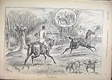 1892 Man Horse Village Loose Trees Gate Antique Sketch