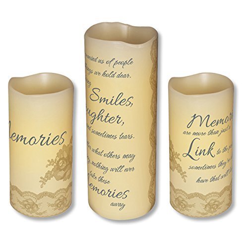 Memories of Smiles, Laughter and Sometimes Tears Set of 3 Flameless Pillar Candles by Carson Home
