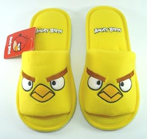 ANGRY BIRDS Jaune Chaussons Pantoufles Slippers Peluche Longueur 10.5