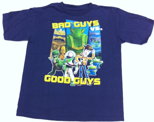 Boy Size Large 7, Disney Toy Story, Good Guys Vs Bad Guys, Navy Blue T Shirt Great for Halloween Costume
