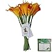 Luyue 20 Pcs Fake Calla Lily Artificial Flowers Bridal Wedding Bouquet Latex Real Touch Flower Home Kitchen Office Decor-Sunset Orange