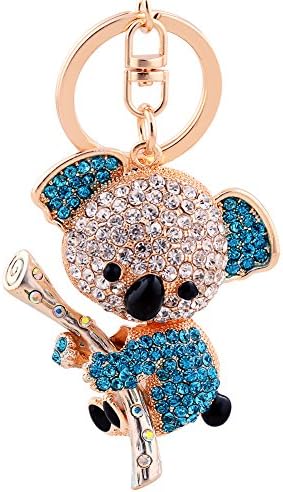 EASYAKey Keychain Cute Animal Keychain Crystal Rhinestone Key Chain Charm Pendent for Women Handbag Purse Bag Keyrings Charm Gift(Blue)