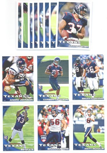 2010 Topps Houston Texans Complete Team Set of 14 cards including Ben Tate, Darryle Sharpton, Kareem Jackson, Matt Schaub, and more!