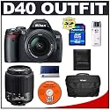 Nikon D40 6.1MP Digital SLR Camera + Nikon 18-55mm AF-S Lens + Nikon 55-200mm ED AF-S Lens + Nikon SLR Gadget Bag + Transcend 4GB SDHC SecureDigital Card + USB Card Reader