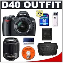 Nikon D40 6.1MP Digital SLR Camera + Nikon 18-55mm AF-S Lens + Nikon 55-200mm ED AF-S Lens + Nikon SLR Gadget Bag + Transcend 4GB SDHC SecureDigital Card + USB Card Reader