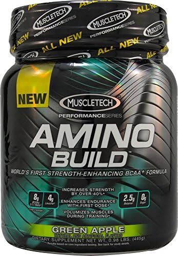 Amino Build by MuscleTech - Superior Strength Enhancing BCAA Post-Workout Supplement (Green Apple, 50 Servings)