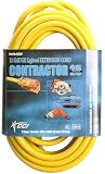 Coleman Cable Model 02587 25' 12 Gauge 3 Conductor Yellow Vinyl Extension Cord with Lighted End