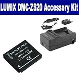 Panasonic Lumix DMC-ZS20 Digital Camera Accessory Kit includes: SDDMWBCF10 Battery, SDM-1508 Charger