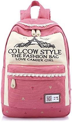 Kemiden Casual Travel Cool Canvas School Girls Backpacks Bookbags Red