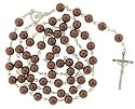 Brown Faux Pearl Link Rosary Necklace - 24 in Necklace - 8mm Beads