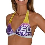 NCAA LSU Tigers Duel Chrome Bikini Top - Purple/Gold (Small)