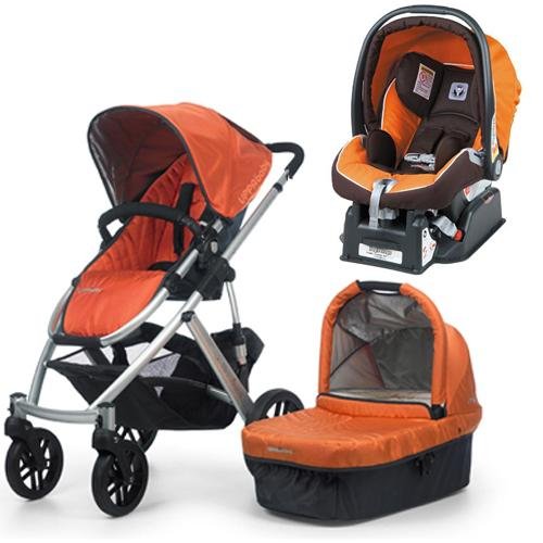 UPPAbaby Vista Stroller with Peg Perego Primo Viaggio Car Seat and Free Fashionable Diaper Bag - Alex Orange