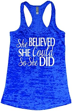She Squats Clothing She Believed She Could So She Did Burnout Gym Tank Top Royal Blue Large