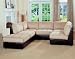 Contemporary Beige Brown Sectional Sofa with Ottoman