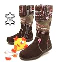 FLOWER GIRL, Mädchen Winterstiefel, Wildleder, dunkelbraun -multicolour