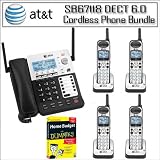 AT&T SB67118 4 Line Extendable Range Corded Cordless Small Business Phone System With AT&T 4 Line Expansion Handset 4 Pack With free Home Budget Book