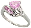 10k White Gold Ring 3/8 (10mm) wide, w/ 1.18 Total Carat Weight of Round Brilliant Diamonds & Lab Created Pink Sapphire Stones