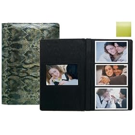 Lime-green pebble grain leather #127 album with 3-at-a-time pages by Raika - 4x6