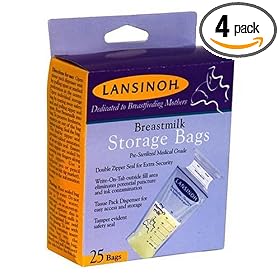Lansinoh 20435 Breastmilk Storage Bags, 25-Count Boxes (Pack of 4)