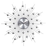 Silver Starburst Wall Clock (Retro Modern)