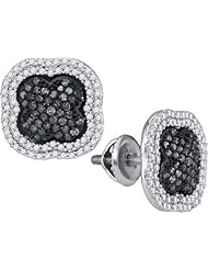 10KT White Gold 0.75 CTW-Diamond Micro-Pave Earring