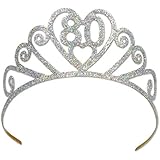Beistle 60633-80 Glittered Metal "80" Tiara, Silver