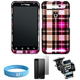 Pink Plaid Design Two Piece Shield Protector Snap On Phone Case for T-Mobil ....