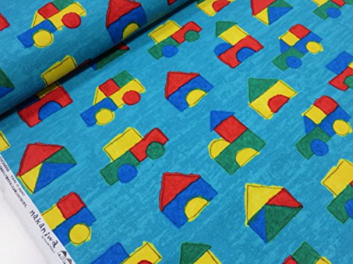 nakaniwa（ナカニワ）米津祐介15'つみき　ブルー  オックス生地　入園入学バック向き生地|くるま|クルマ|清原|乗り物|バス　α