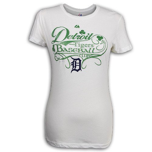 Detroit Tigers Ladies Cursive Celtic T-Shirt - Medium