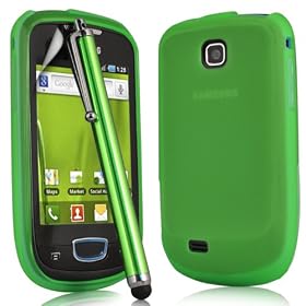 KC-Electronics Samsung Galaxy Mini S5570 Green Gel Case Skin Cover + Green High Capacitive Stylus Pen + LCD Screen Protector Guard
