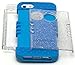 iPhone 5 Case, Bastex Heavy Duty Hybrid Protective Case - Soft Neon Blue Silicone Cover with Clear Sparkly Glitter Design Shell for Apple iPhone 5, 5S, 5G