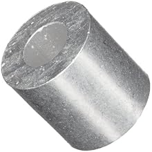 Round Spacer, 2011 Aluminum, Plain Finish, #6 Screw Size, 1/4" Length (Pack of 10)