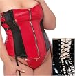 Plus Size Patent Leather PVC Front Zipper Corset in Red/Black 1x 2x 3x