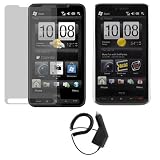 GTMax 3pieces Combo-Clear Crystal Case LCD Screen Protector Car Charger for HTC HD2 Cell Phone