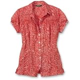 Printed Burnout Smocked Shirt