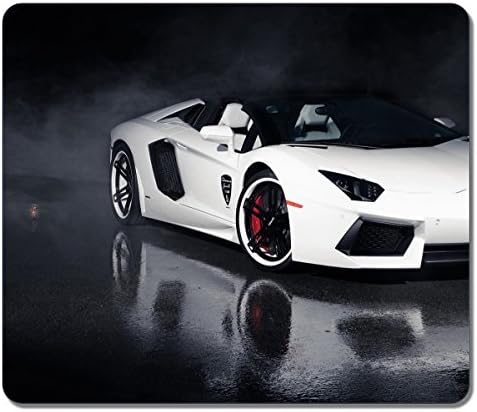 Art Mouse Pads Customized White Lamborghini Roadster High Quality Eco Friendly Neoprene Rubber Mouse Pad Desktop Mousepad Laptop Mousepads Comfortable Computer Mouse Mat Cute Gaming Mouse pad
