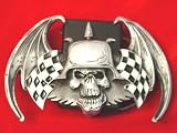 Heavy Metal Lighter Belt Buckle Skull Batwings Metal Rocker Belt Buckle Lighter