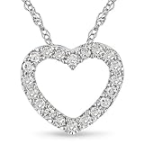 10k White Gold 1 10ct TDW Diamond Heart Necklace