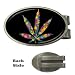 Money Clip Oval of Marijuana Leaf with Flowers in 60s Colors