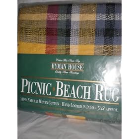 Handloomed Rug, Picnic, Beach Blanket, 5' X 5' by Blankets & Throw Comforters