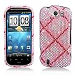 HTC myTouch 4G Slide (T-Mobile) Snap-on Protector Hard Case Rhinestone Cover "Pink Lines Pattern" Design