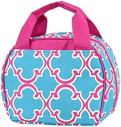 Blue Quatrefoil Design Polyester 7.75 inch Insulated Lunch Bag