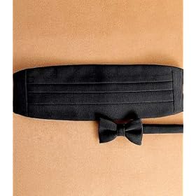 Pre-tied Black Grosgrain Bow Tie and Cummerbund Set
